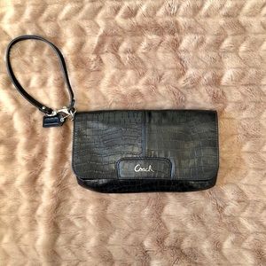 Coach wristlet black silver hardware